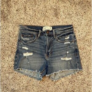 Abercrombie‎ & Fitch Mid Rise Boyfriend Denim Distressed Jean Shorts Size 0/25